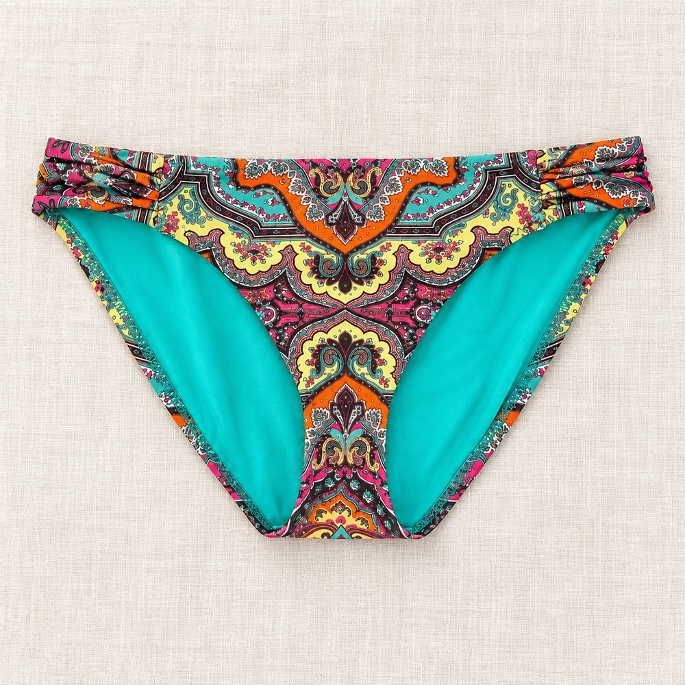 BECCA by Rebecca Virtue Paisley Hipster Bikini Bottom Multicolor Ruched Hips